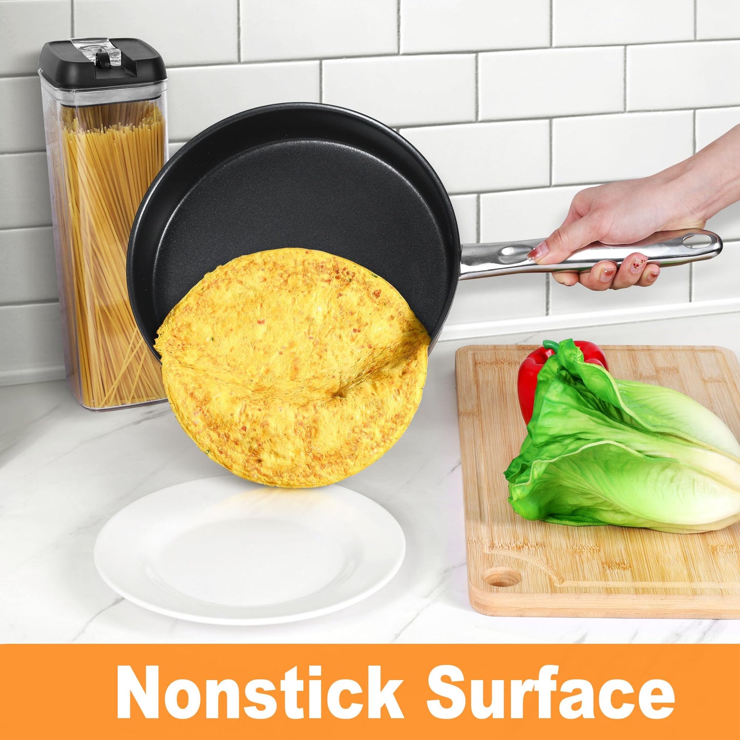 LIANYU 15Pcs Stainless Steel Cookware Set, Pots and Pans Kitchen Cooking Set with Utensils, Included Frying Saute Pans, Saucepans and Stock Pot, Works with All Stoves, Dishwasher & Oven Safe