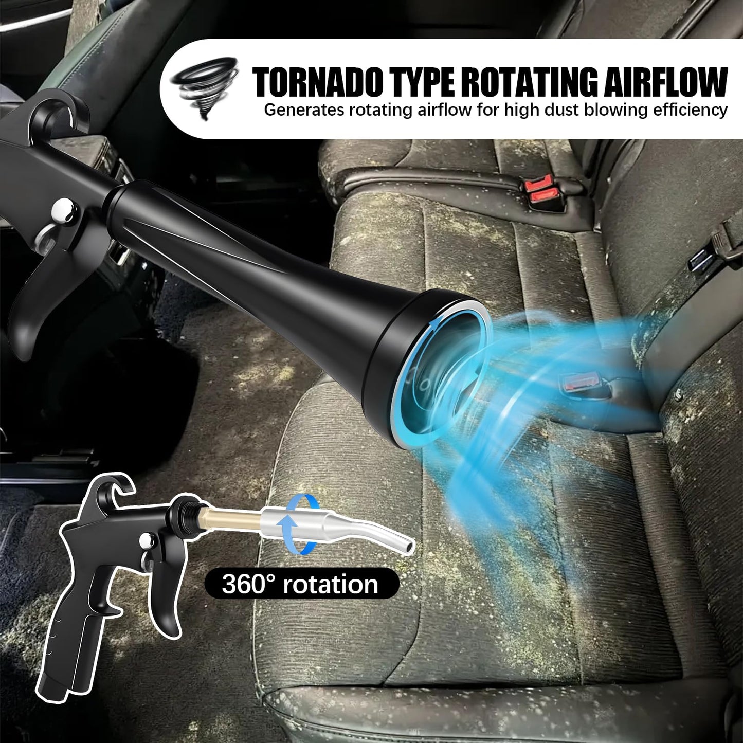 YIEMIZDK High-Pressure Car Cleaning Air Blow Gun Kit - Interior Dry Cleaning Hairdryer | Powerful Dust Removal Tool, Compatible with Air Compressors, Quick Cleaning for All Car Corners