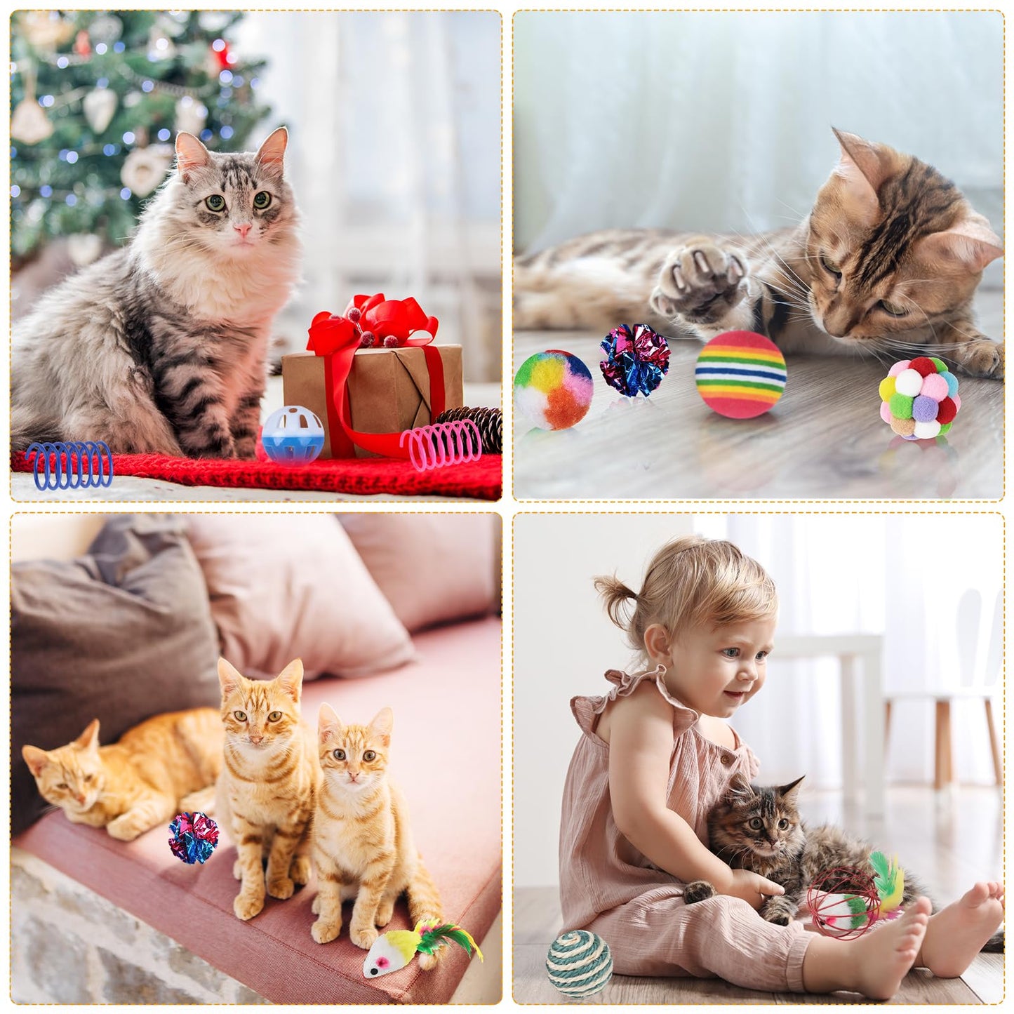 Shappy 150 Pcs Cat Toys Bulk Kitten Toys Pack Variety Funny Interactive Gift Including Mice Rainbow Balls Spring Crinkle Balls for Indoor Cat Kitty Kitten(Classic)