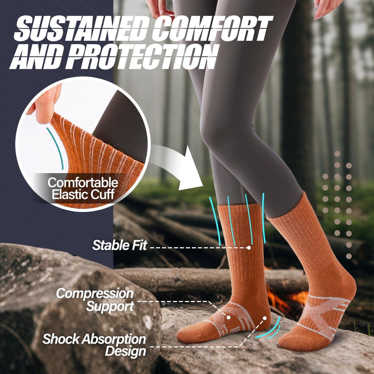 ANTSANG Merino Wool Socks for Men & Women Thermal Winter Hiking Warm Thick Crew Cozy Boot Work Gift Socks Stocking Stuffers 5 Pairs(Assorted D,L)