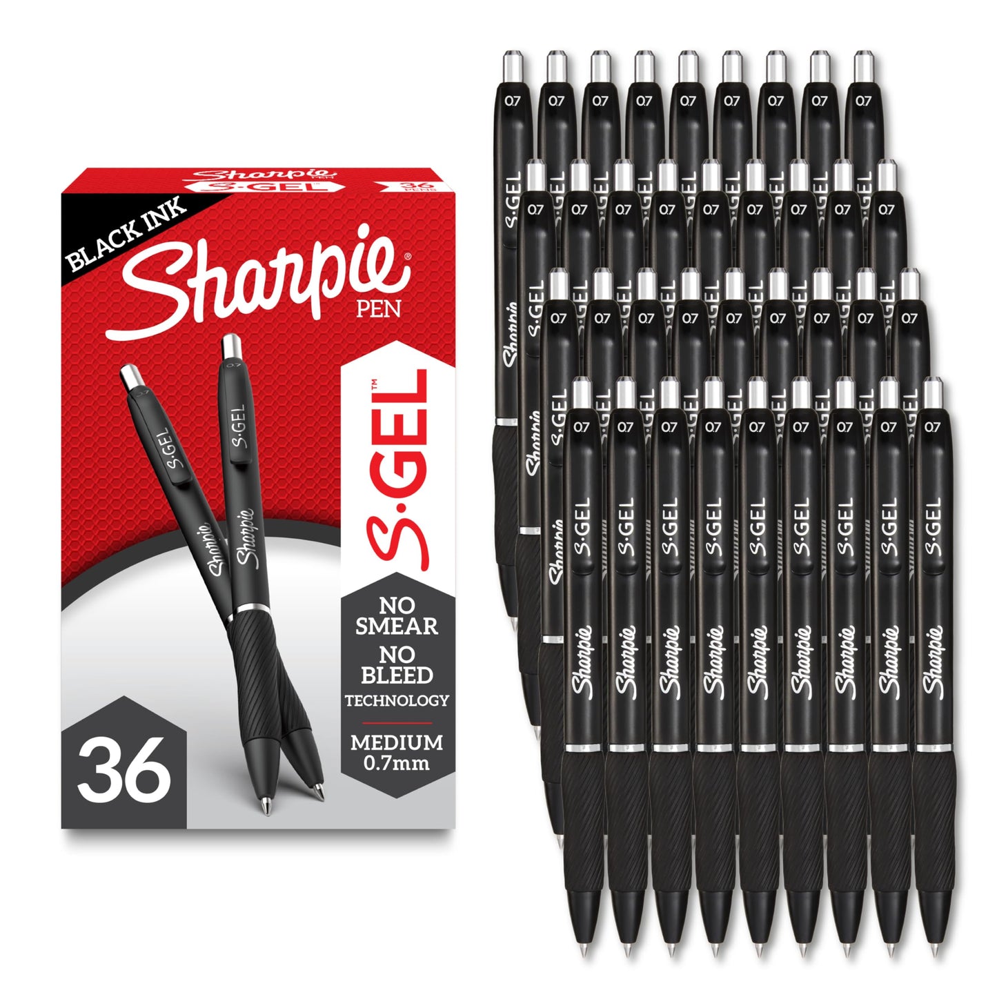 Sharpie S-Gel Gel Pens Drawing Pens Gel Ink For Journaling Writing Coloring Medium Point (0.7Mm) Black Barrel Black Ink 12 Count