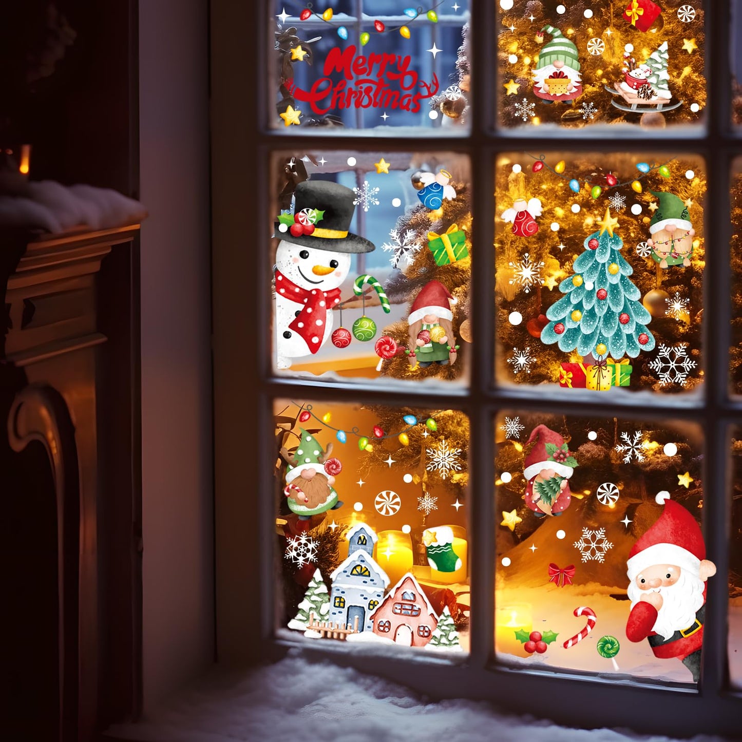 AOWDIAO Christmas Decorations 210 Pcs Christmas Window Clings for Glass Double-Side Reusable Cute Winter Holiday Window Stickers Decals Kids Home Decor