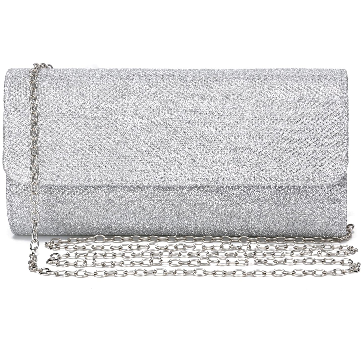 Outrip Women's Evening Bag Clutch Purse Glitter Party Wedding Handbag with Chain (Silver)