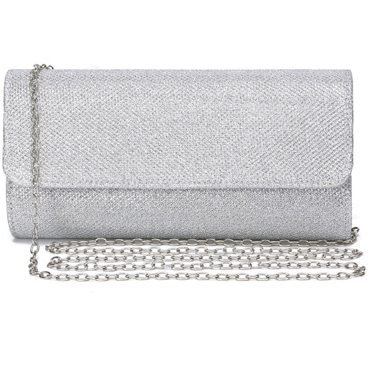 Outrip Women's Evening Bag Clutch Purse Glitter Party Wedding Handbag with Chain (Silver)
