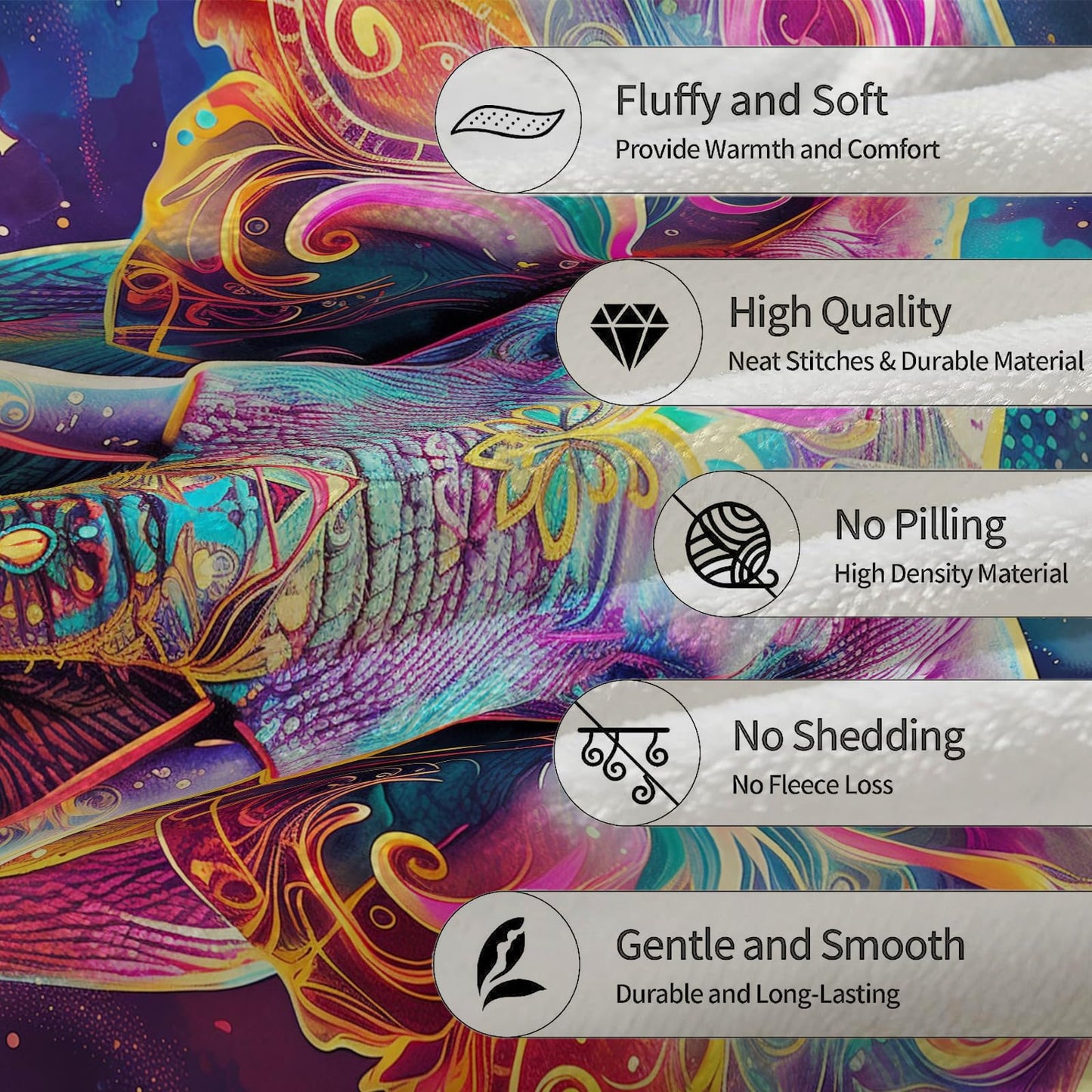 Ti Caldi Beautiful Elephant Blanket - Soft, Lightweight Flannel, Fuzzy and Fluffy Throw Blankets, Perfect for Couch, Bed, Travel, Outdoor - Cozy Home Decor, for Adults Kids Women Girls 60×50 in