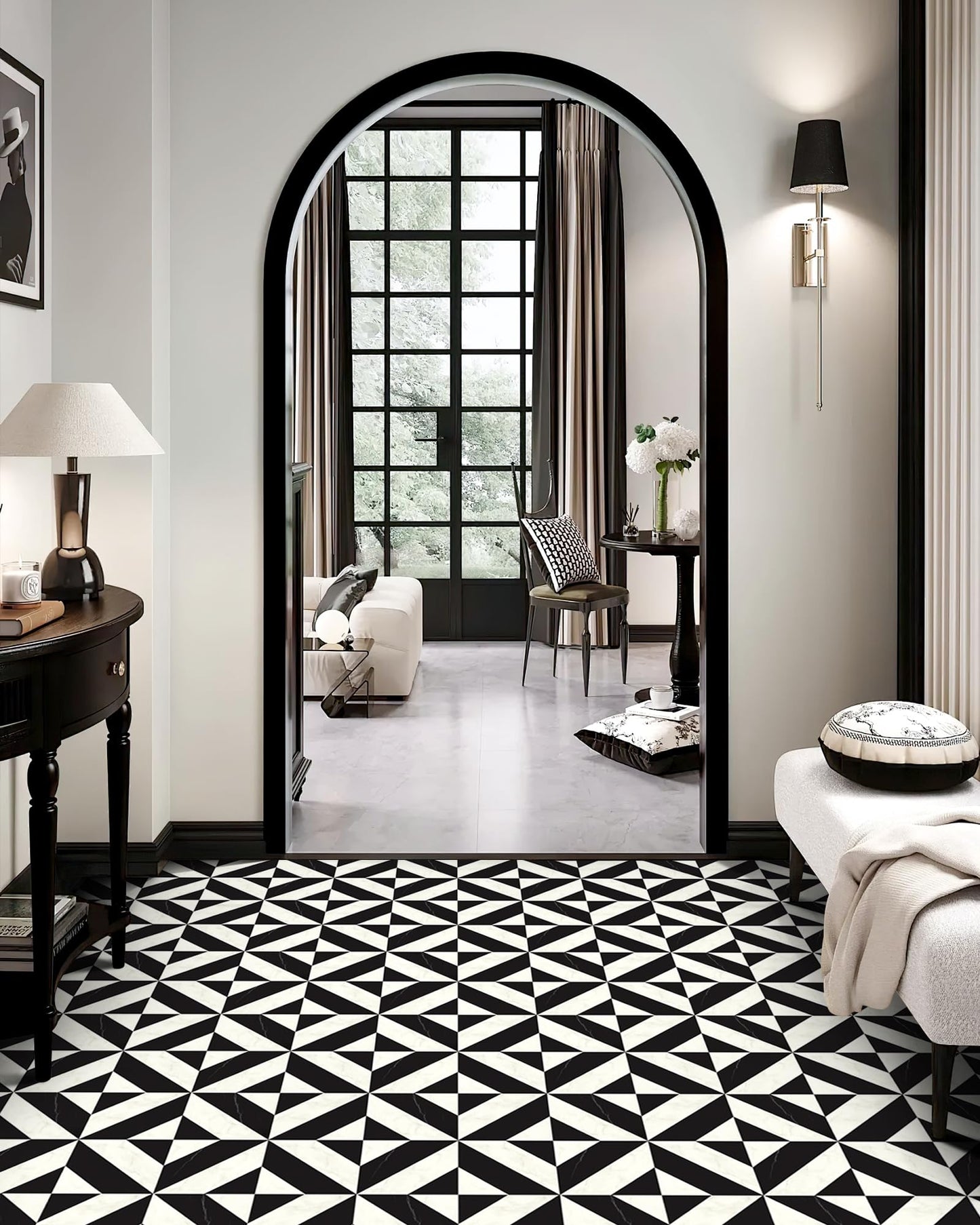 MORCART Peel and Stick Floor Tile - 20 PCS, 11.8" x 11.8" Vinyl Flooring - Waterproof Self-Adhesive Tile Sticker for Bathroom, Kitchen, Dining Room, Bedrooms - Cover 19.4 Sq. Ft, Black & White Marble