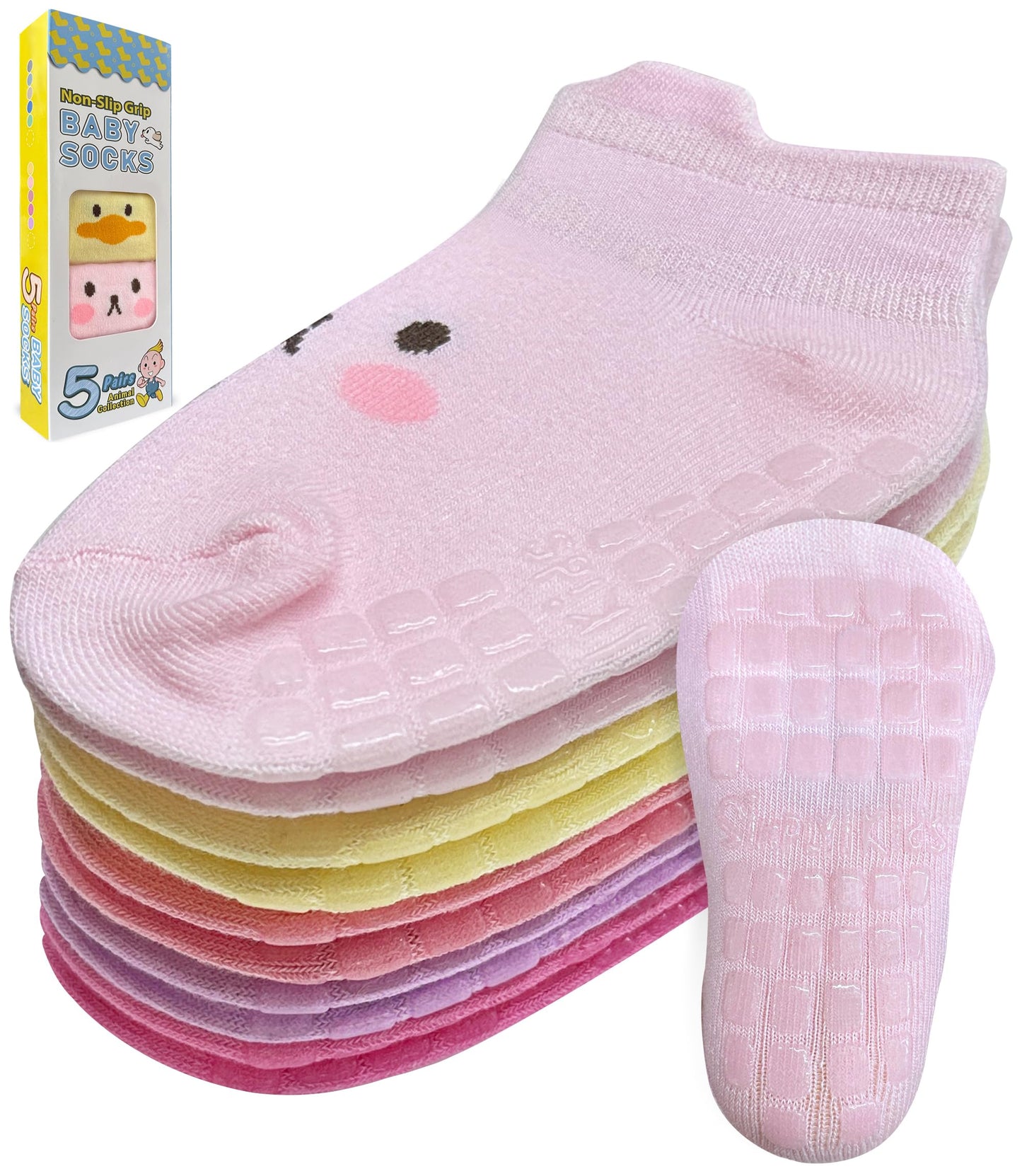 Simply Kids Non-Slip Toddler Ankle Socks (9 Pairs) – Superior Grip, Soft Cotton, for Active Baby Girls & Boys (Ages 0-7)