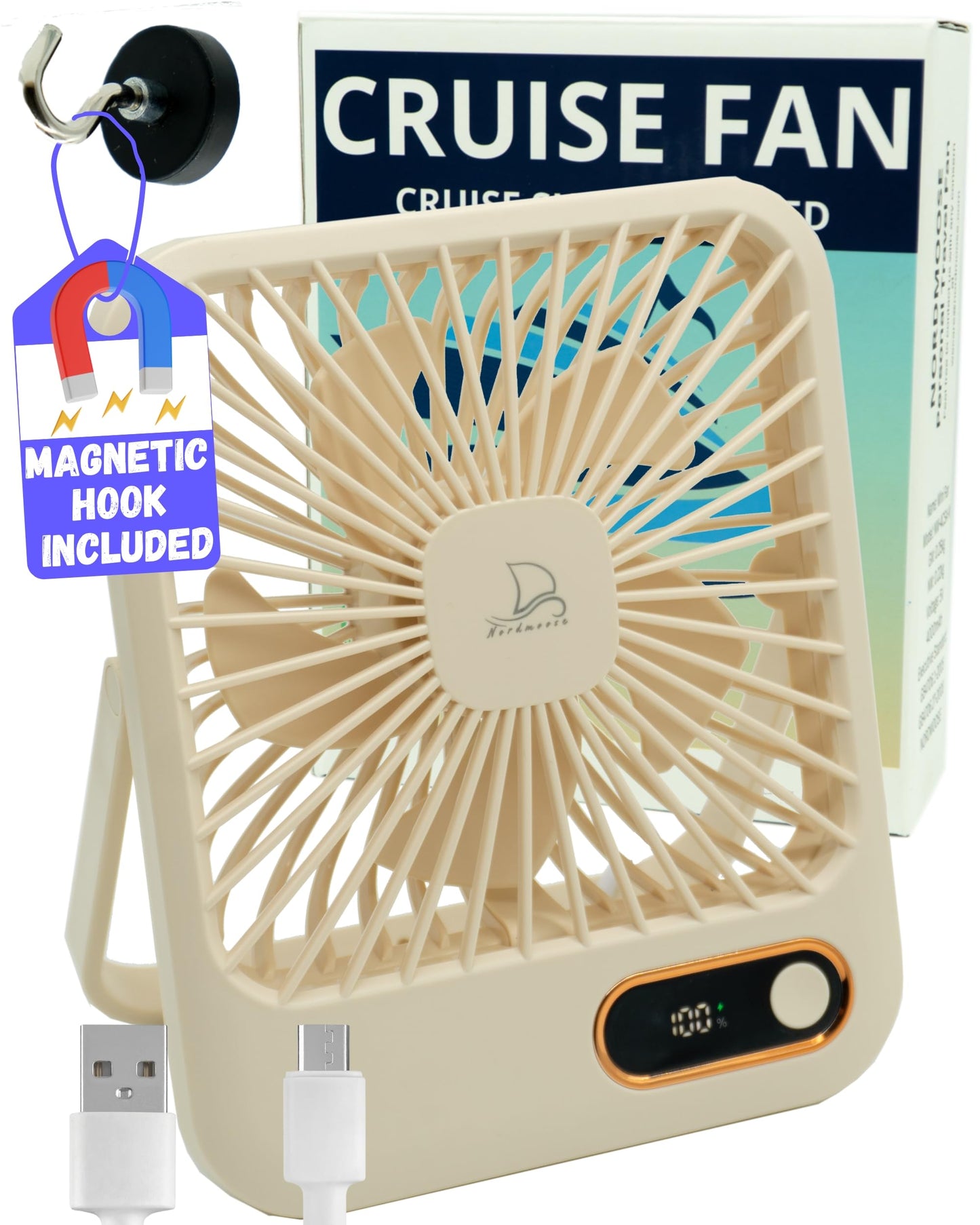 Travel Fan for Sleeping - Up To 16 Hours Battery Life - Small Desk Fan Cruise Ship Approved - Folding & Portable, Plug-In And Battery Powered
