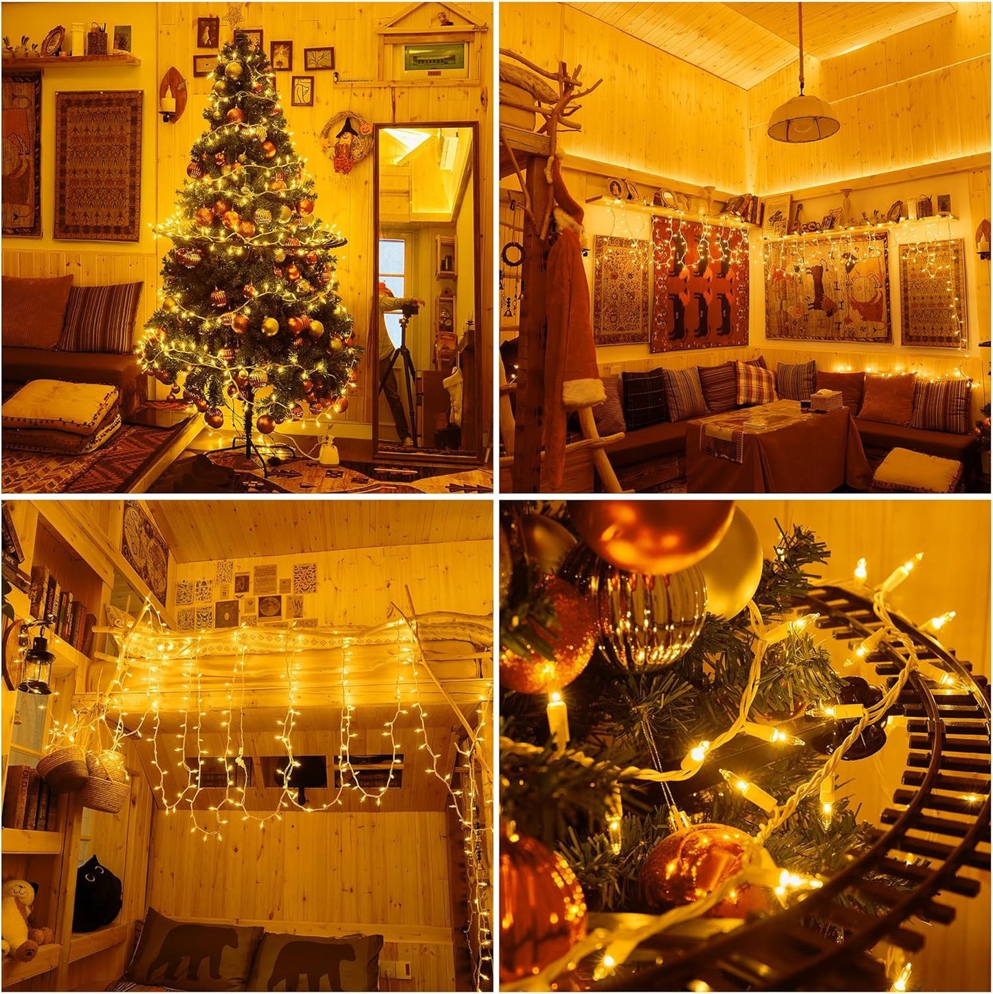 Dirnun Christmas Lights Clear White 70 Count Incandescent Light UL Certified Connectable Christmas Tree Lights with White Wires for Indoor Outdoor Xmas, Wedding, Holiday, Party, Home Decorations