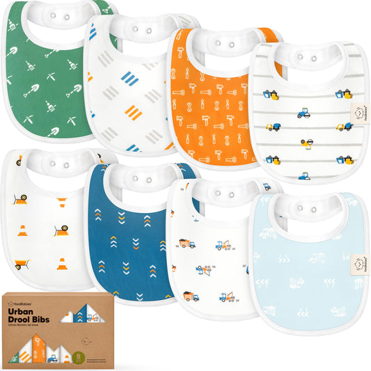 8-Pack Organic Baby Bibs for Boys, Girls - Soft Cotton Drooling and Teething Bibs for Baby Girl & Boy, Extra Absorbent, Easy to Clean & Put On for Toddler, Newborn, Infant 0-24 Months (Sweet Charm)