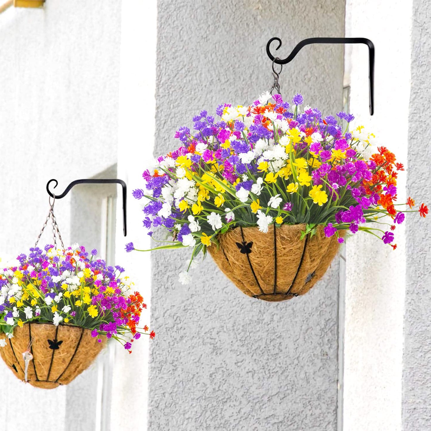 Grunyia 8 Bundles Artificial Outdoors Flowers (Purple-Daffodil)