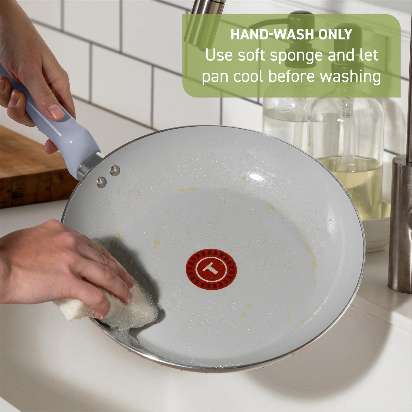 T-Fal Refresh Ceramic Nonstick Cookware Set, 20-Piece, Made without PFOA and PTFE, Oven and Broiler Safe up to 350°F, Includes Stockpot, Griddle, Frying Pans, and Utensils, Pots and Pans, Moon Grey