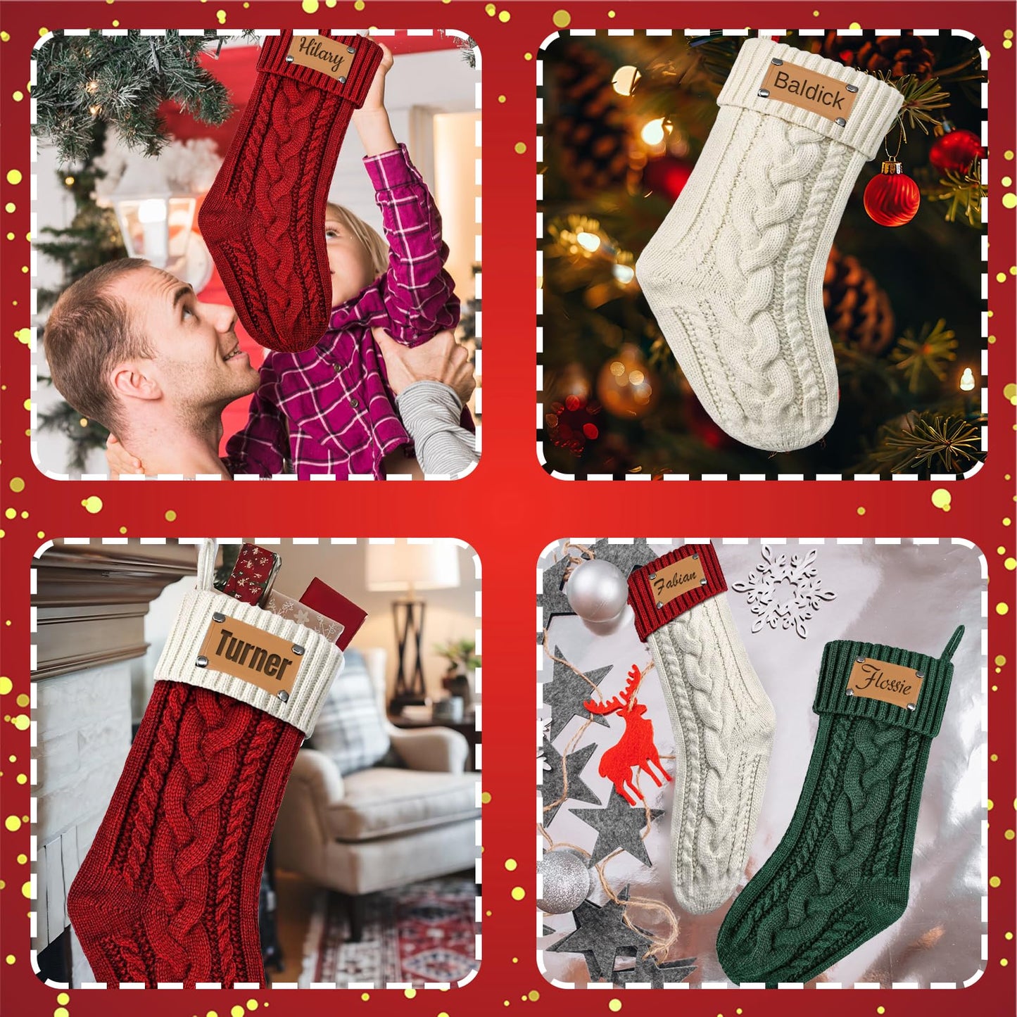 Bliver Personalized Christmas Stockings Custom Christmas Stockings with Names Knitted Stockings for Christmas Holiday Decor, Santa Claus Decor