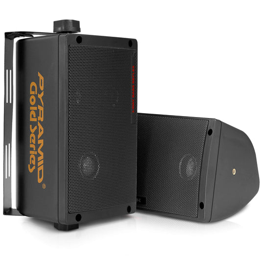 Pyramid Outdoor Speaker, 200 Watt 3-way Mini Box Speaker System, Perfect for Indoor and Outdoor Use, 3.25" Powerful Woofer, Pair