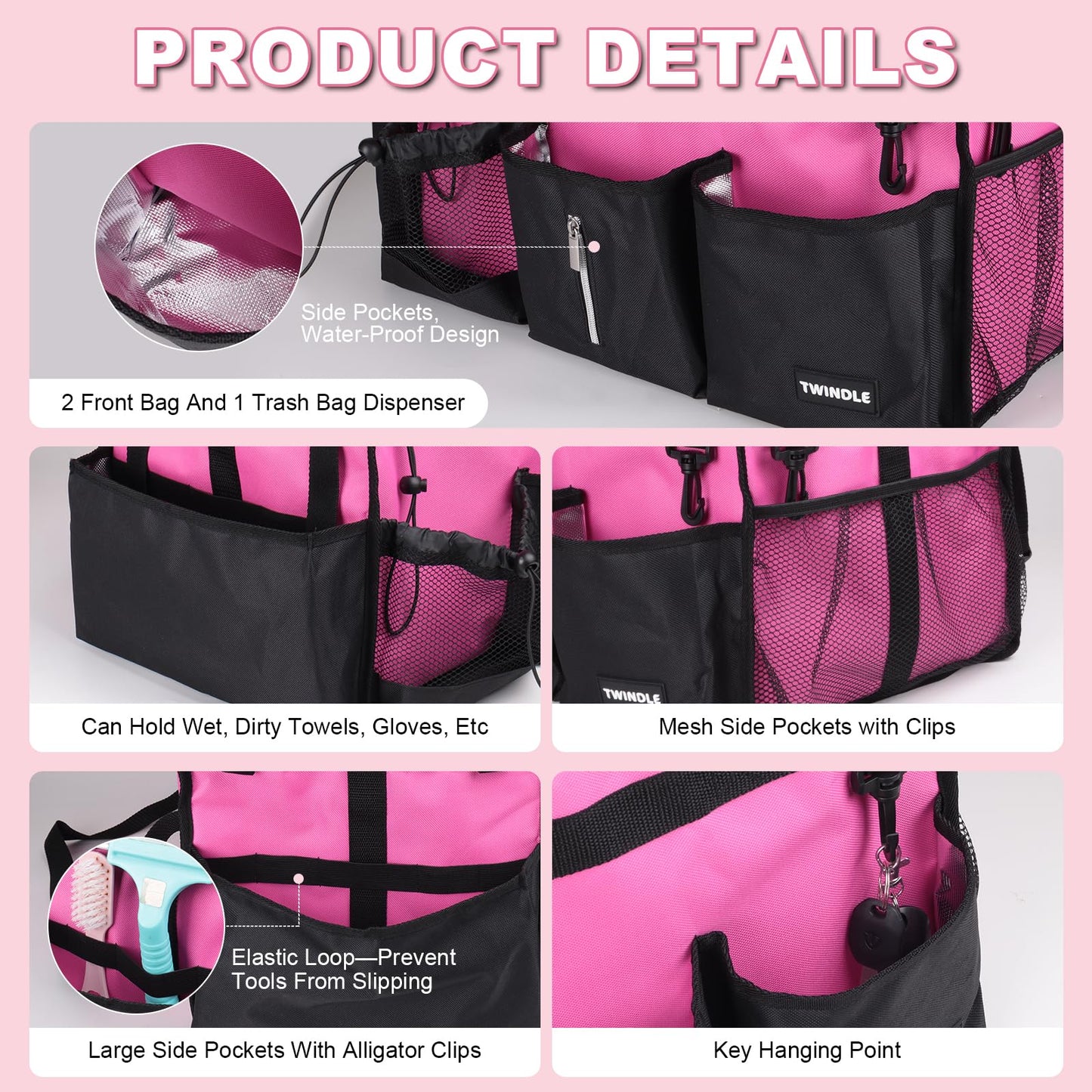 Extra-Large Cleaning Caddy With Detachable Divider,Cleaning Caddy For Cleaning Supplies,19.69" X 11.42" X 11.42" Large Cleaning Supply Caddy With Adjustable Shoulder Strap & Waist Belt For Cleaners