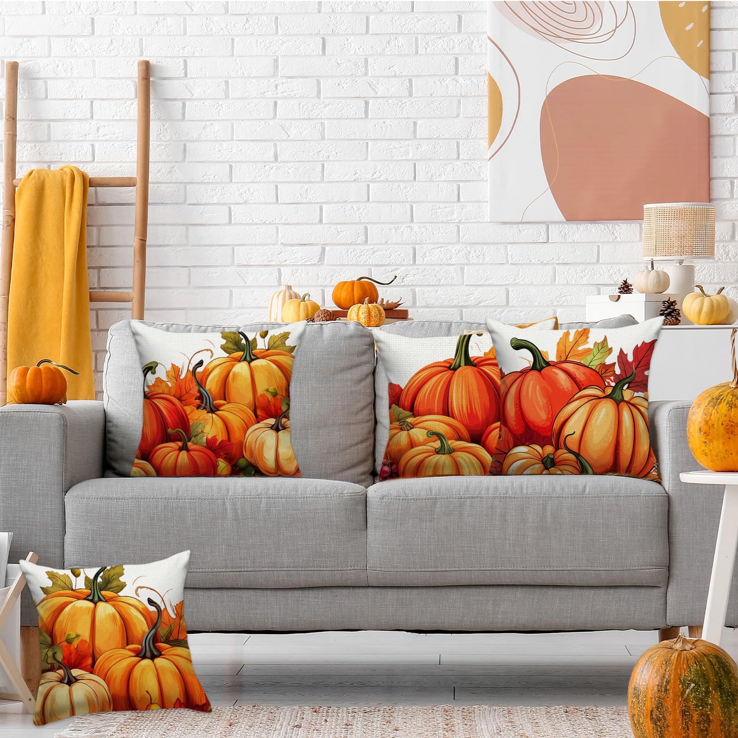 FARMNALL Fall Decorations for Home, Fall Pillow Covers 18x18 Set of 4, Autumn Thanksgiving Decorations and Supplies for Home Sofa Couch Decor