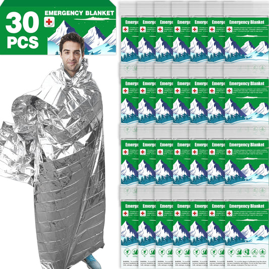 CXYARY 30 Pack Emergency Mylar Thermal Blanket, 84” x 52” Space Blankets, Emergency Thermal Blanket Space Rescue Survival Gear Camping for Outdoors, Hiking, Camping Survival