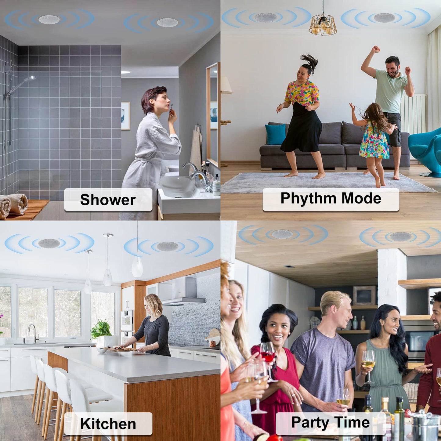 Herdio 4” HCS418 160 Watts 2 Way Flush Mount in Ceiling in Wall Passive Speakers Great for Bathroom, Kitchen,Living Room,Office(A Pair)