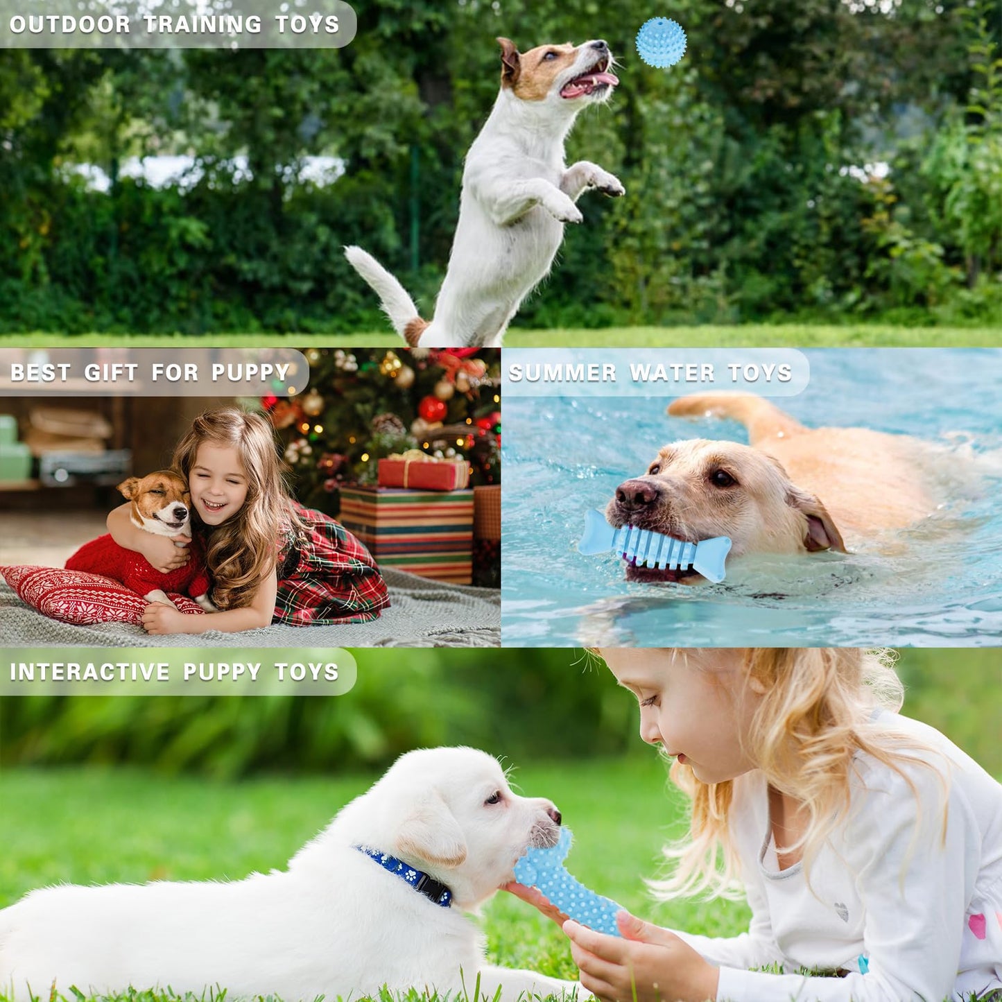 MRSOHRET Puppy Toys, 8 Pack Puppy Chew Toys for Teething, Cute Blue Small Dog Toys Set, Teething Toys for Puppies, Soft Durable Interactive Chew Toy for Small Dogs