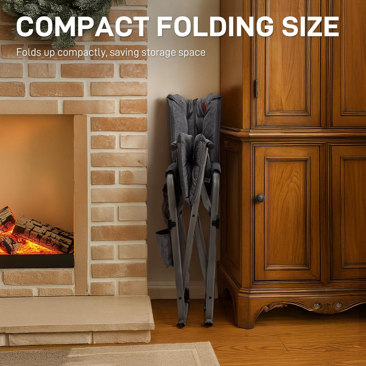 EVER ADVANCED Lightweight Rocking Chair Outdoor, Padded Rocker Camping Chair for Adults, Portable Hard Armchair for Patio and Lawn, Grey