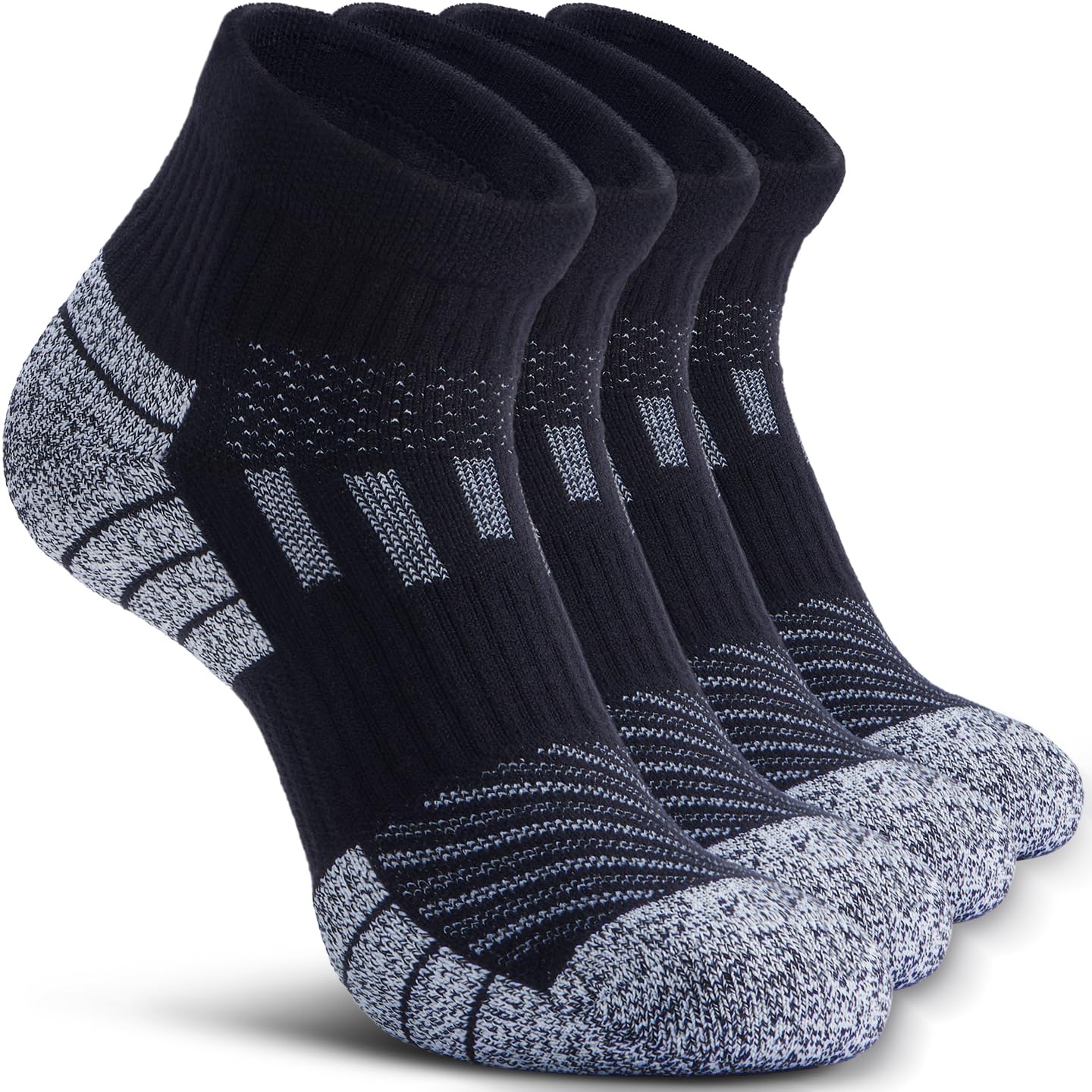 NSRRUN TURTLE Wool Compression Ankle Socks - Cozy Cushioned Hiking Running for Men Women - Thick Warm Durable, Large, Black, 2 Pairs