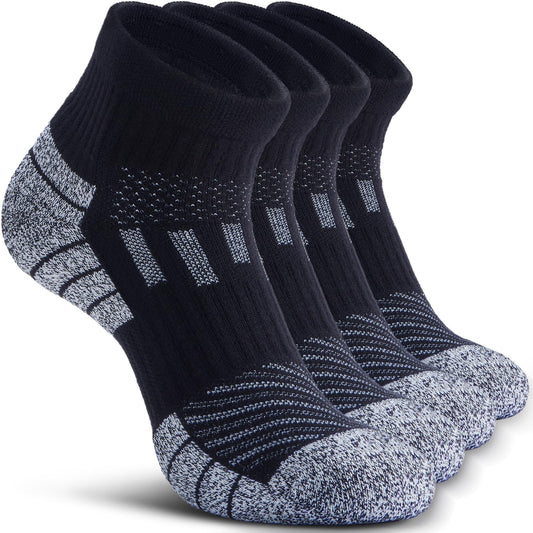 NSRRUN TURTLE Wool Compression Ankle Socks - Cozy Cushioned Hiking Running for Men Women - Thick Warm Durable, Large, Black, 2 Pairs