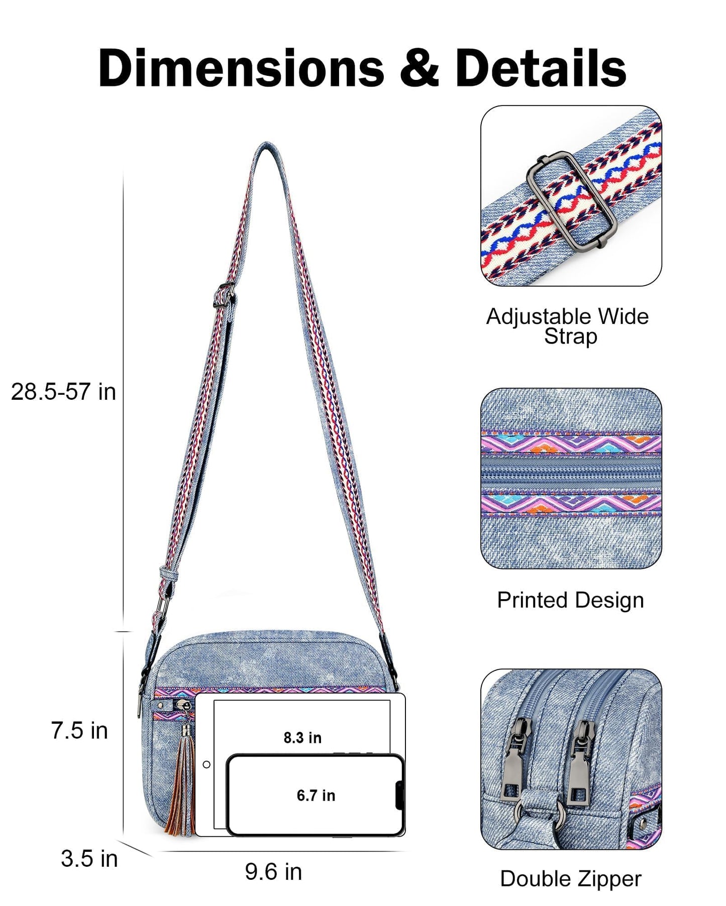 FADEON Crossbody Bags for Women Designer Vegan Leather Crossbody Purse Multi-pocket Medium Shoulder Bag with Card Slots