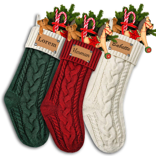 Bliver Personalized Christmas Stockings Custom Christmas Stockings with Names Knitted Stockings for Christmas Holiday Decor, Santa Claus Decor