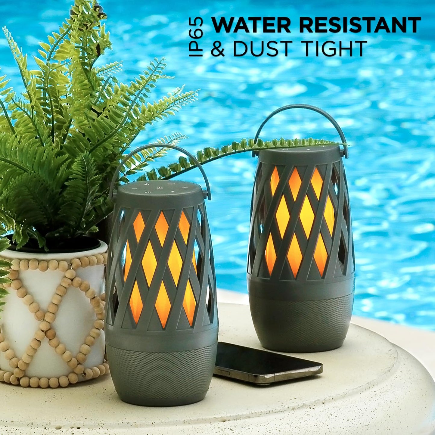 Limitless TikiTunes Pro Portable Bluetooth 10-Watt Speaker with 3-Mode LED Flame Light, Pair up to 100 Speakers, 4000 mAh Battery for iPhone/iPad/Android (Graphite)