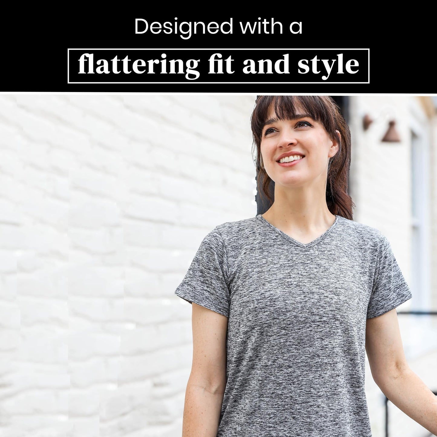 5-Pack Workout Tops for Women – Short Sleeve V-Neck Dry-Fit Moisture-Wicking Women's Activewear T-Shirts for Gym Yoga Running