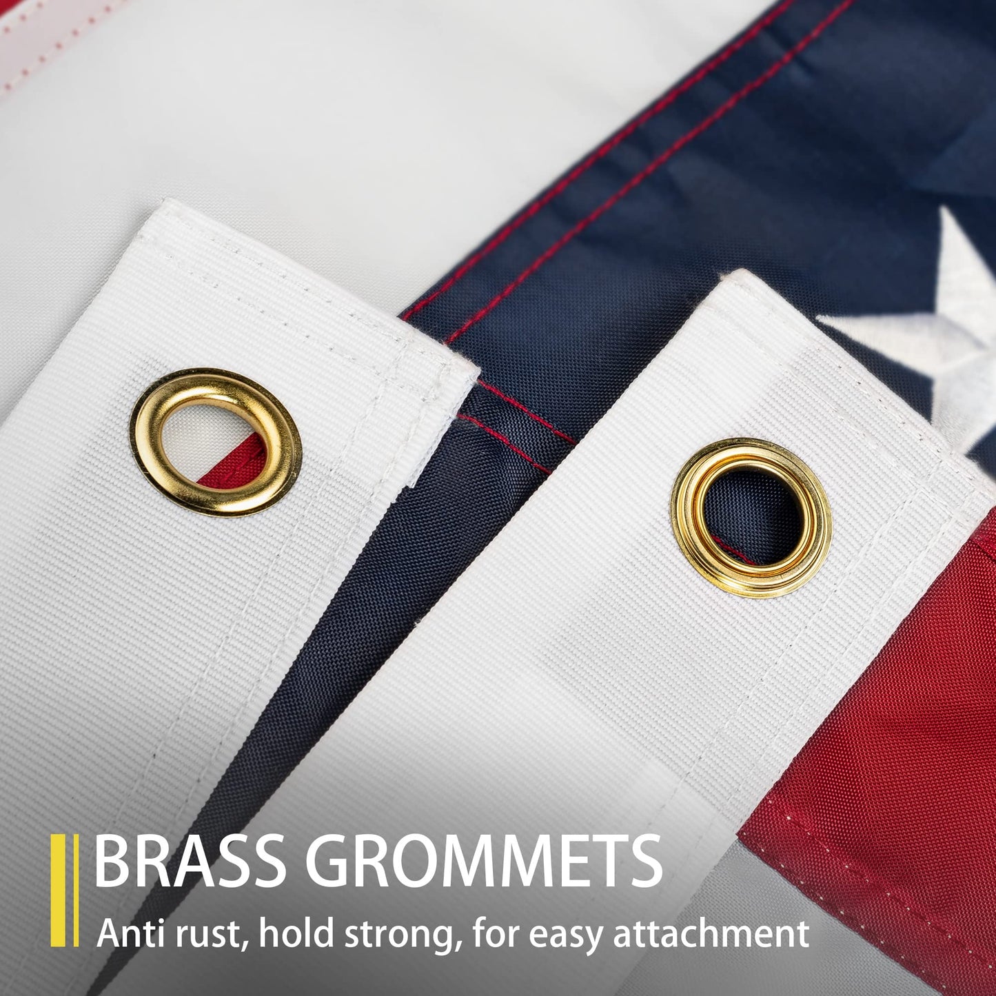 American Flag 2.5x4 FT Outdoor, Heavy Duty High Wind US Flag, Embroidered Stars, Sewn Stripes, Brass Grommets, The Best Double Sided United States Flag Suitable For Outside Use