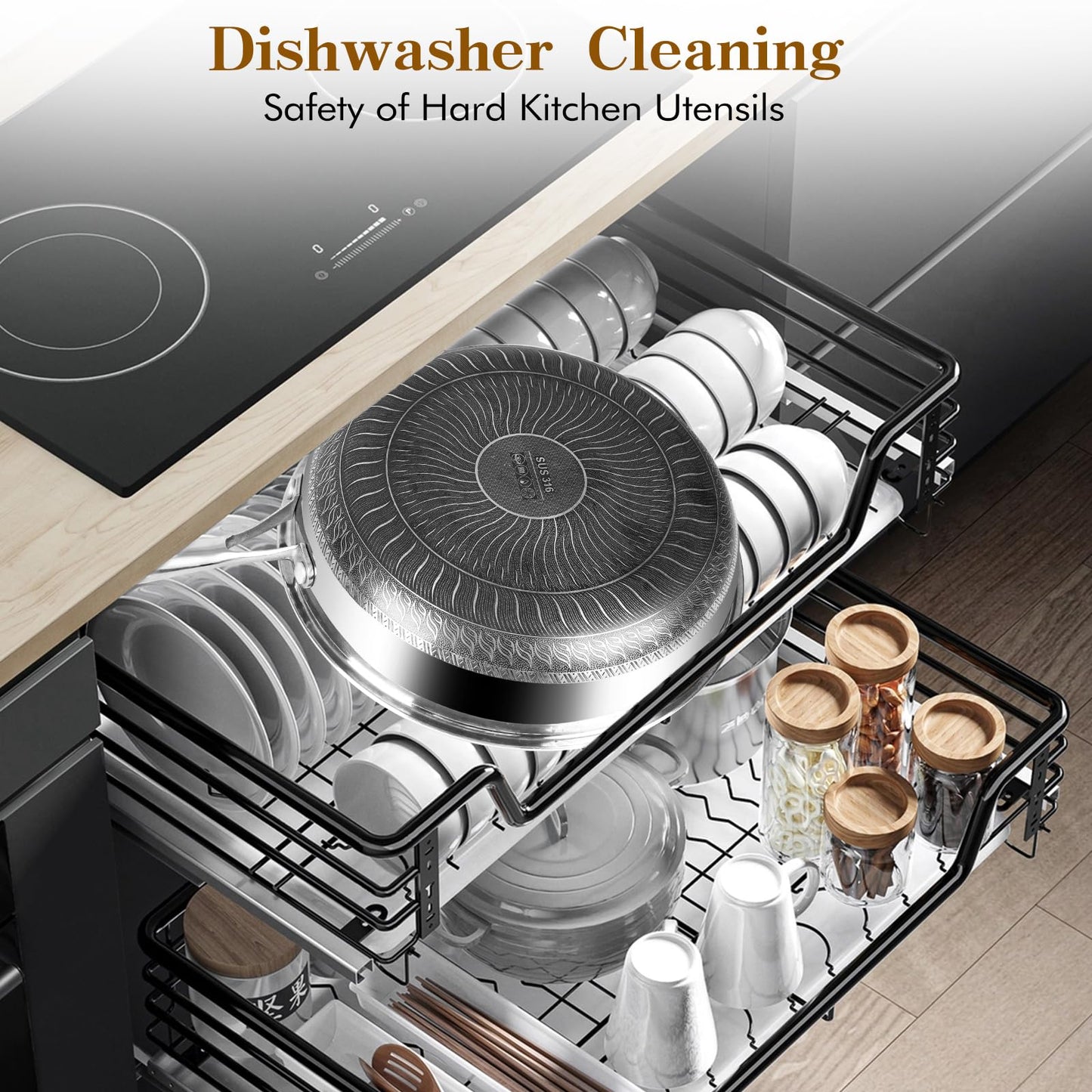 MDHAND 10-Inch Nonstick Frying Pan with Tempered Glass Lid – Premium Stainless Steel Skillet with Stay-Cool Handle, Dishwasher & Oven Safe, Induction-Ready, PFOA-Free – Compatible with All Cooktops