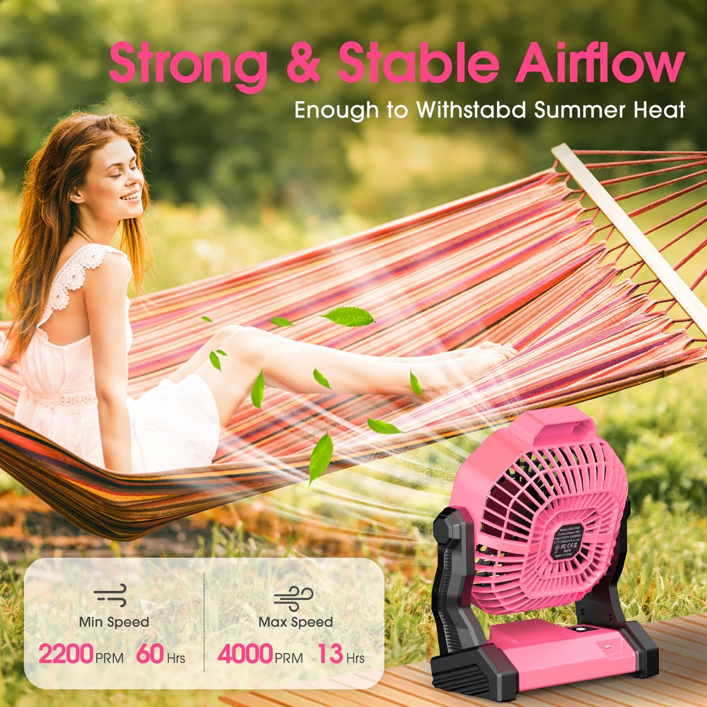 Camping Fan with LED Lantern, 10400 mAh 9 Inch Rechargeable Battery Powered Fan with 270 °Head Rotation, Stepless Speed and Quiet Battery Operated Tent for Picnic, Barbecue, Fishing, Travel, Home