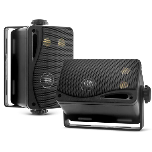 Pyle 3-way Mini Box Speaker System - 3.5 Inch 200 Watt Waterproof Marine Grade Mount Speakers - in a Heavy Duty ABS Enclosure Grill - Home, Boat, Poolside, Patio Indoor Outdoor Use (Black)