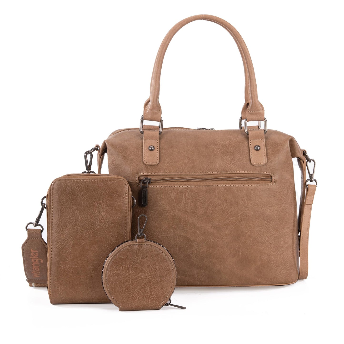 Wrangler 3Pcs Doctor Bag Set for Women, Top Handle Satchel Purse Barrel Handbags Cell Phone Purse Leather Hobo Bags WG48S-S5110KH