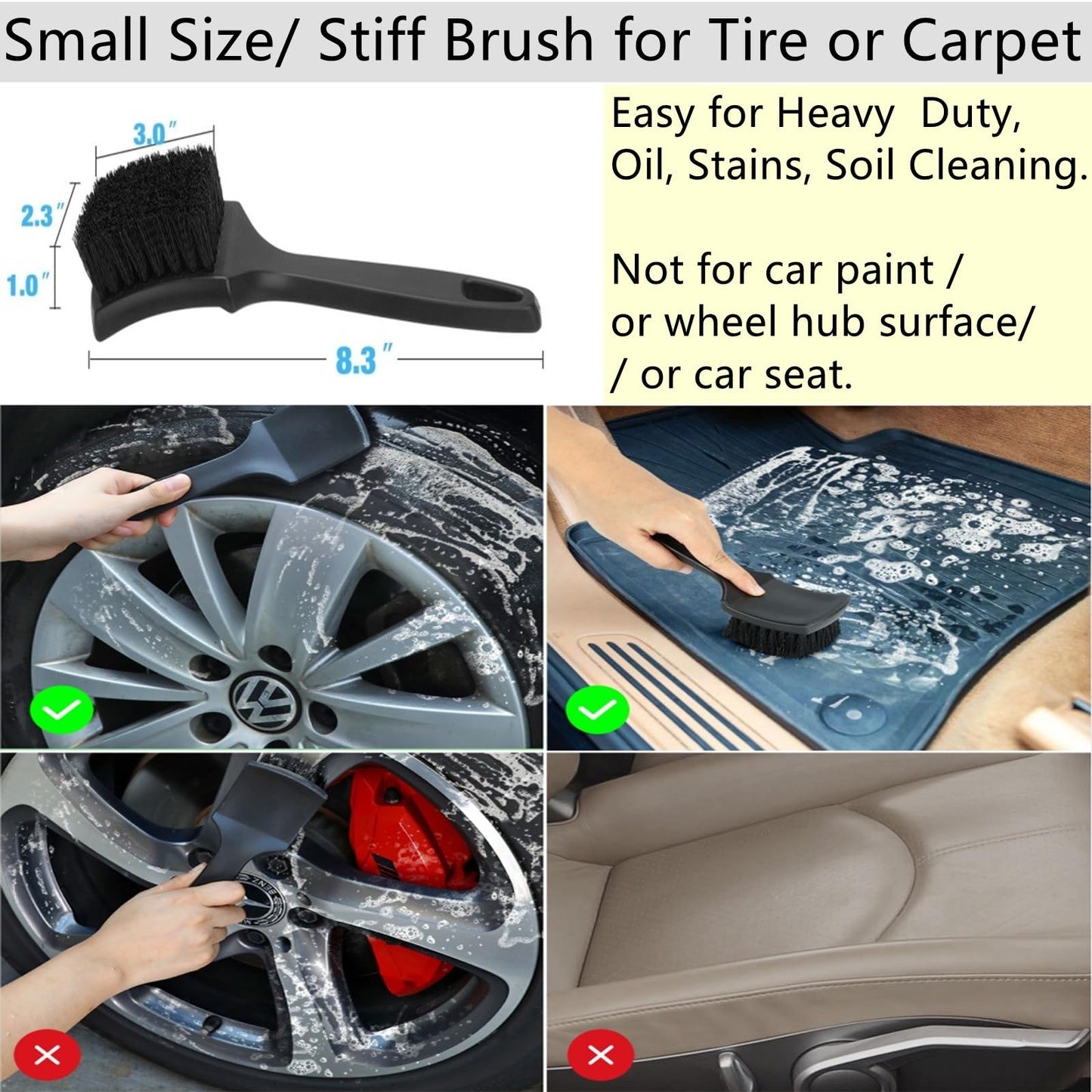 Fitosy Car Wheel Rim Tire Brush Set, Detailing Wash Kit, Long Soft Detail Brushes Accessories Tool for Automotive Cleaning Wheels, Interior,Exterior,Dirty Tires
