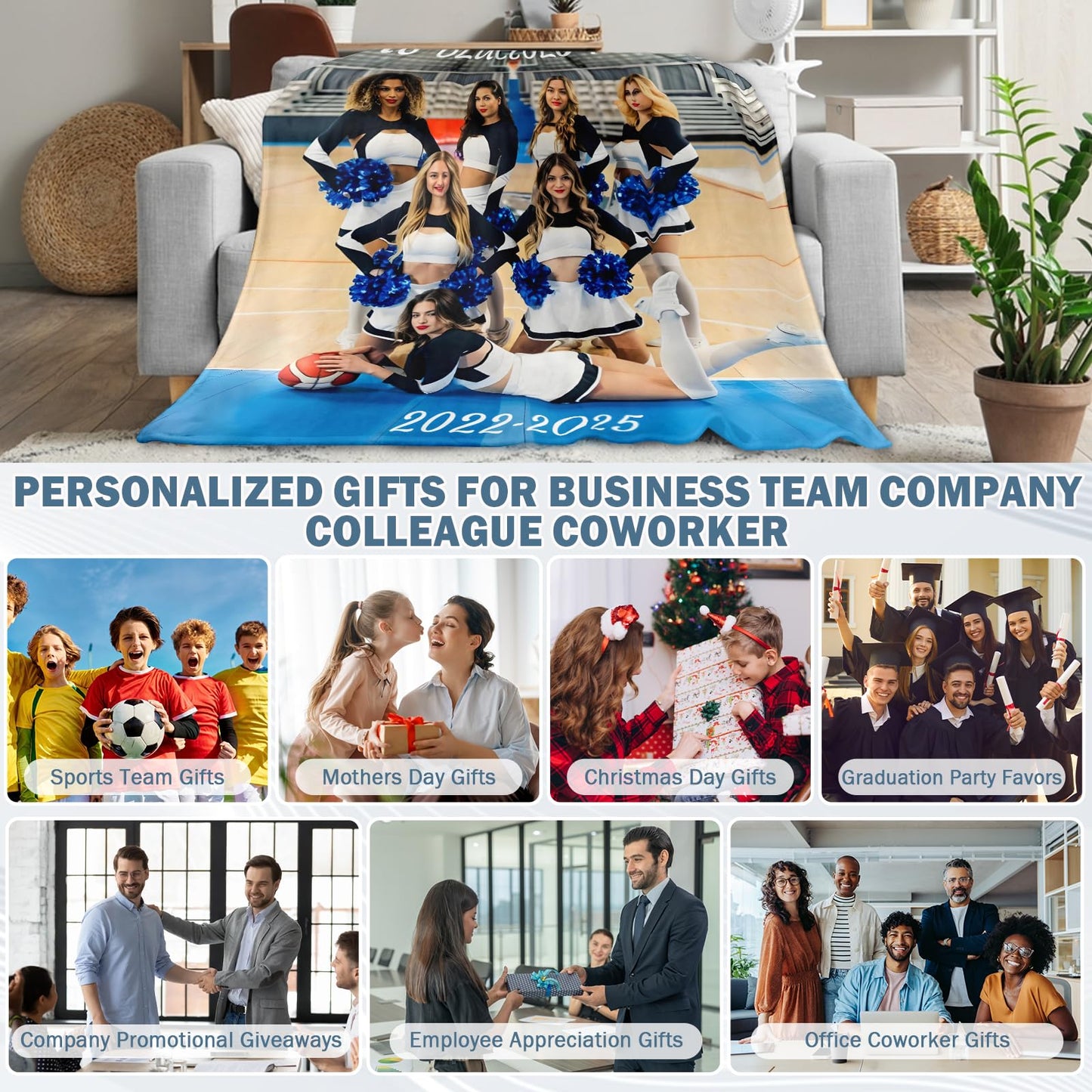 Custom Blanket with Your Design Text Logo Picture, Personalized Logo Blanket Bulk, Fully Customizable Flannel Throw Blankets for Business Team Company Employee Appreciation Bulk Gifts (1, 40"x 50")