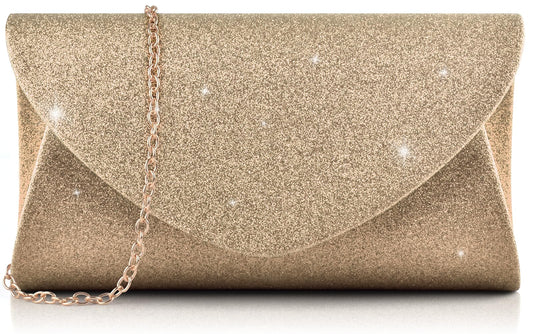 PACETAP Women's Evening Bag Clutch Purse, Glitter Party Wedding Handbag with Chain for Women Formal Wedding Party Cocktail Prom Dinner(Champagne)