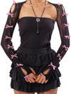Sacina Black White Bow Shrug, Floral Lace Shrug, Lace Sleeves, Gothic Emo Grunge Y2k Aesthetic Accessories