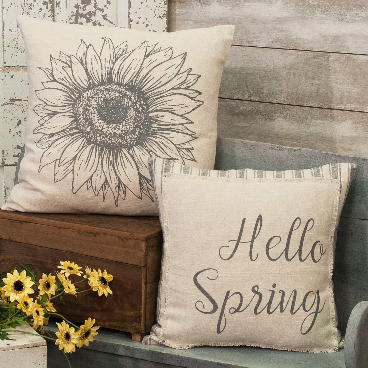 Piper Classics Sketched Sunflower Throw Pillow Cover, 20" x 20"
