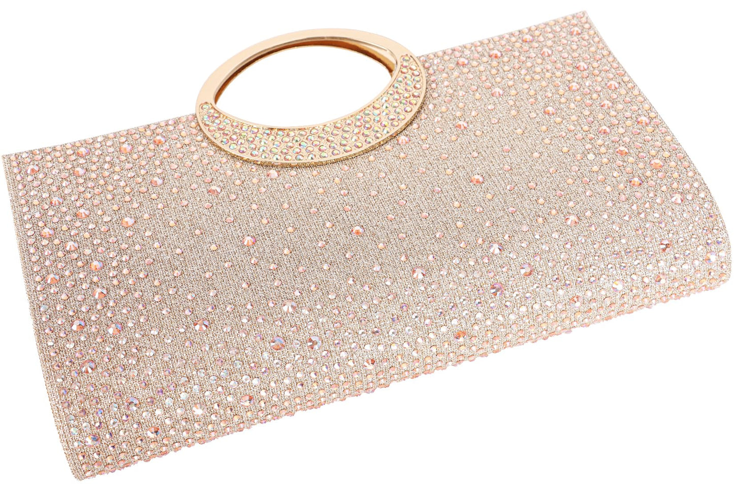 Dexmay Rhinestone Clutch Handbag with Crystal Handle for Wedding Party Elegant Clutch Purse for Women Champagne