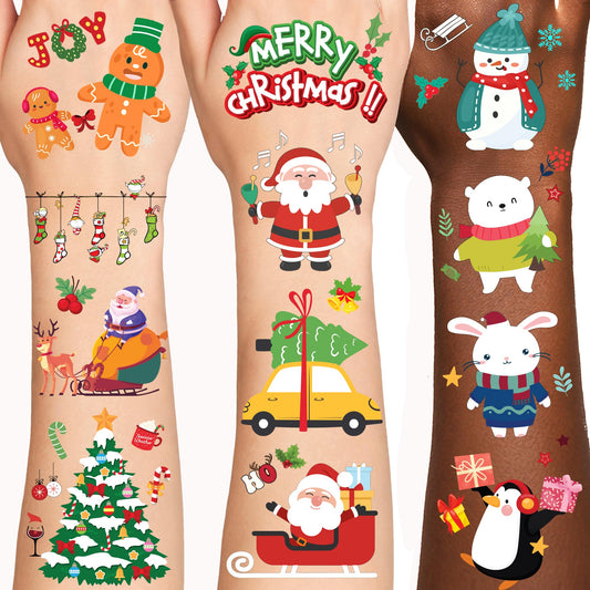Christmas Temporary Tattoos for Kids Stocking Stuffers and Gifts, Christmas Tattoos Stickers, Holiday Party Supplies, Holiday Decorations Supplies