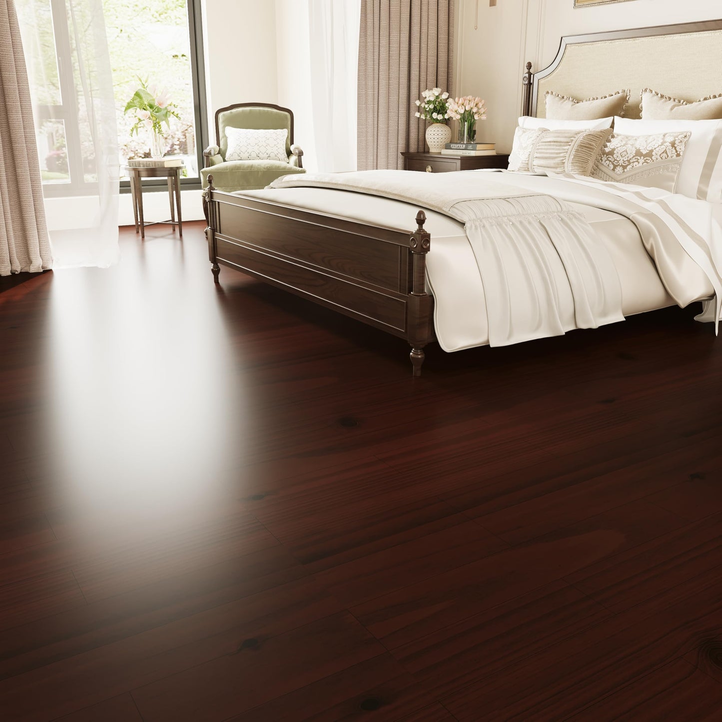 18 Sq. Ft Floor Tiles Peel and Stick Vinyl Floor 36 x 6 inch Luxury Self Adhesive Waterproof Flooring Planks DIY for Kitchen, Living Room, Shops, RV, Wood Look Plank, 12-Pack, Burnt Sienna