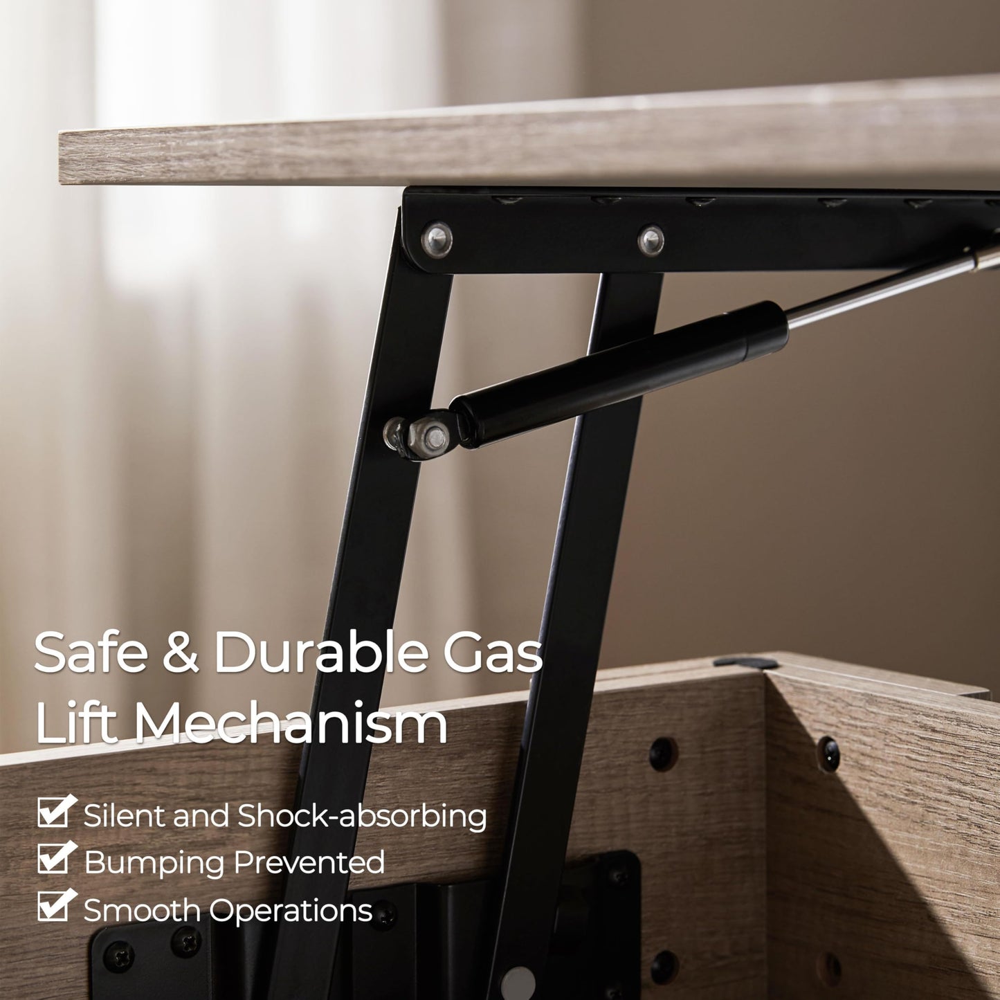 Yaheetech Lift Top Coffee Table with Hidden Compartment and Storage Shelf, Rising Tabletop Dining Table for Living Room Reception Room, 38.6in L, Grey