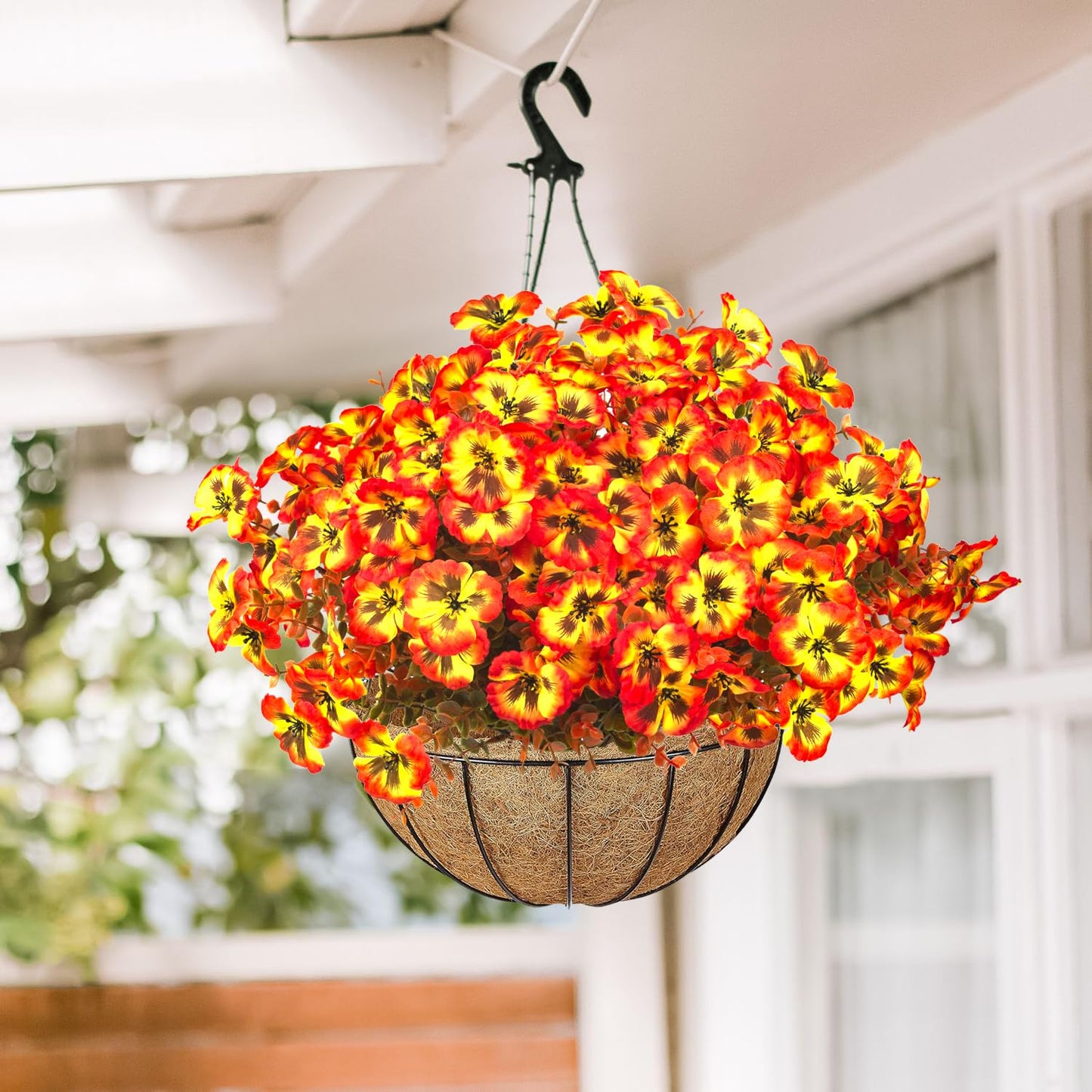 Grunyia 12 Bundles Artificial Flowers Outdoor Fake Fall Flowers for Outside Decoration UV Resistant Plastic Faux Plants for Garden Window Porch Balcony Fall Wedding Thanksgiving Decor