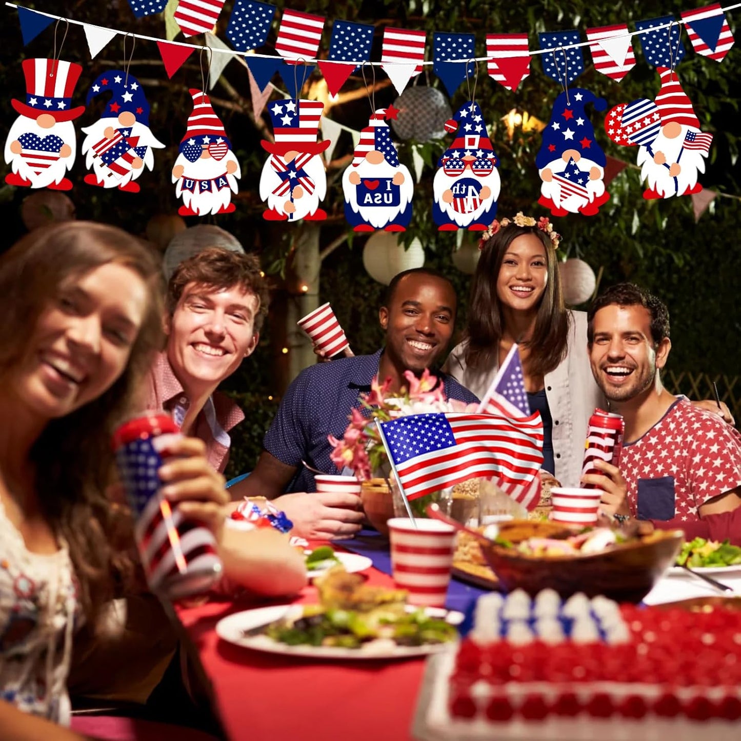 24 Packs 4th of July Crafts Patriotic Crafts Kits for Kids Felt Patriotic Gnomes Independence Day Decoration Patriotic Crafts for Kids Make You Own Patriotic Gnomes Hanging Ornament DIY Party Supplies