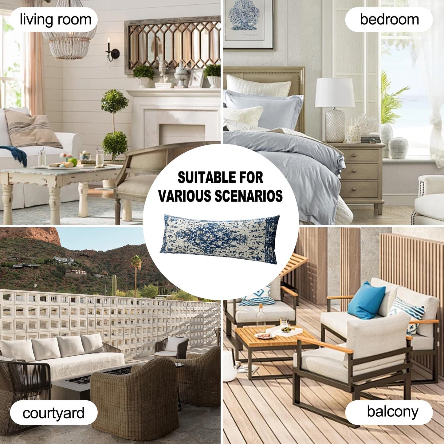 Miwasion Microfiber Body Pillow Cover with Hidden Zipper,Soft and Comfortable Fabric Body Pillow Cases,Lightweight and Breathable,The Size is 20"X 54" (Blue-Bohemian-15)