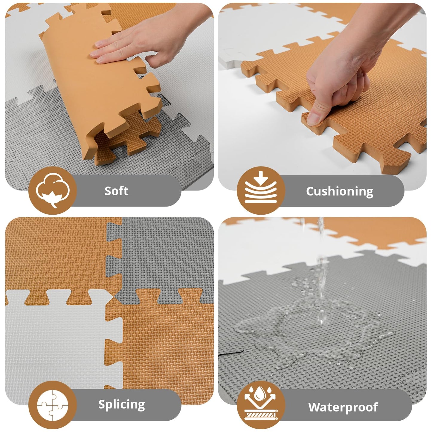 16 Tiles Baby Play Mat for Floor, EVA Foam Baby Floor Play Mat with 0.6 Inch Thick Interlocking Foam Tiles, Foam Floor Tiles for Baby, Toddlers and Kids