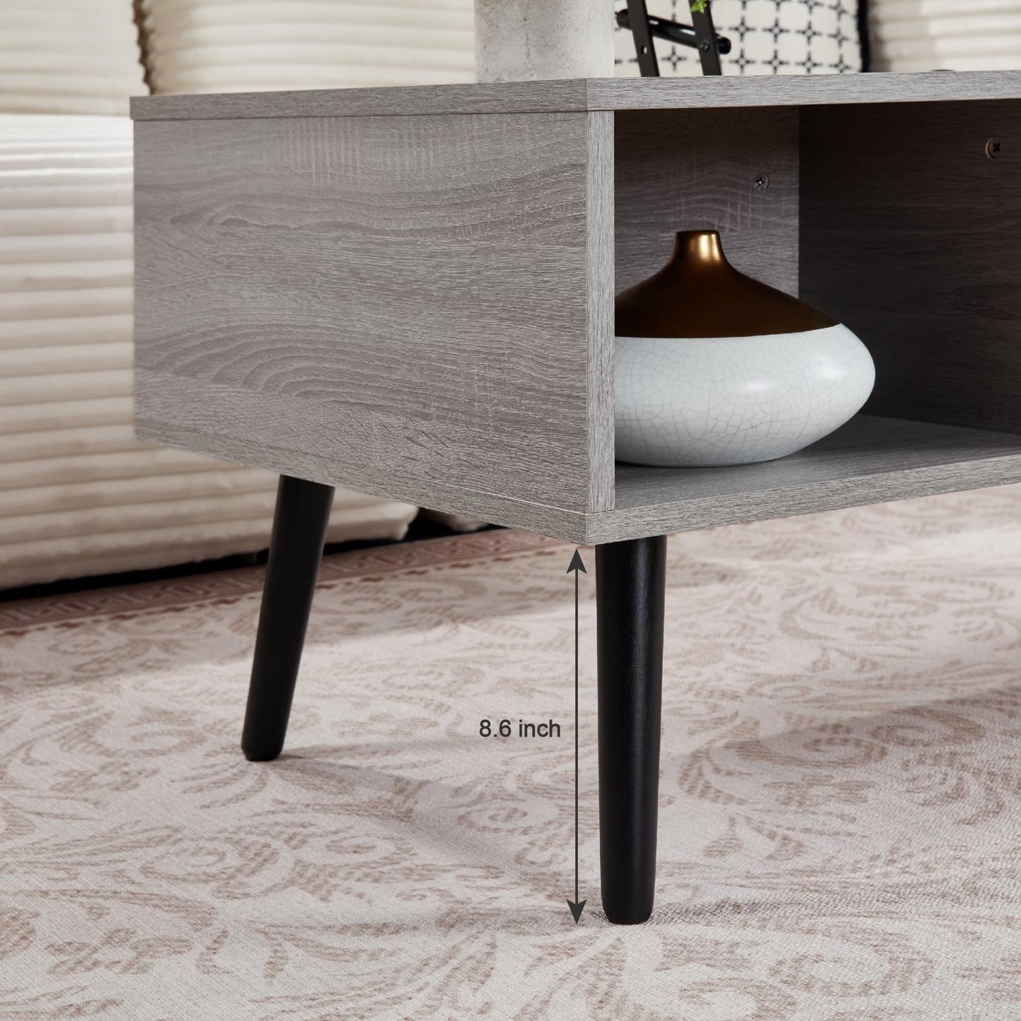 Furrnook 39" Lift Top Coffee Table with Hidden Compartment & Storage Shelf, Multifunctional Desk for Living Room, Home Office, Ergonomic Lift, Ample Storage for Gadgets & Essentials (Gray)