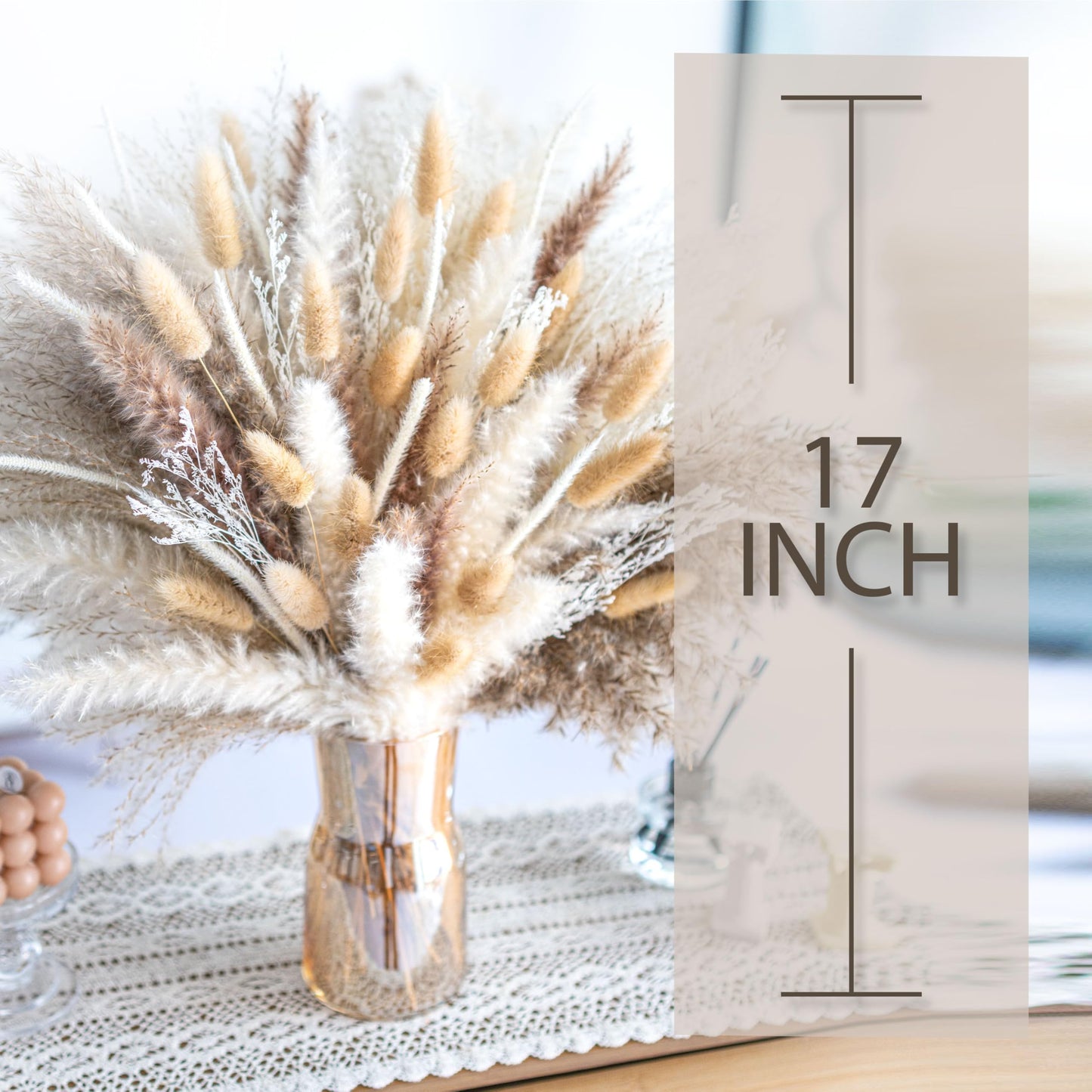 300PCS Natural Pampas Grass Mix Bouquet | Dried Pampas Bouquet for Wedding Boho Flowers Home Table Decor Desk Decor, Rustic Farmhouse Decor (300PCS)